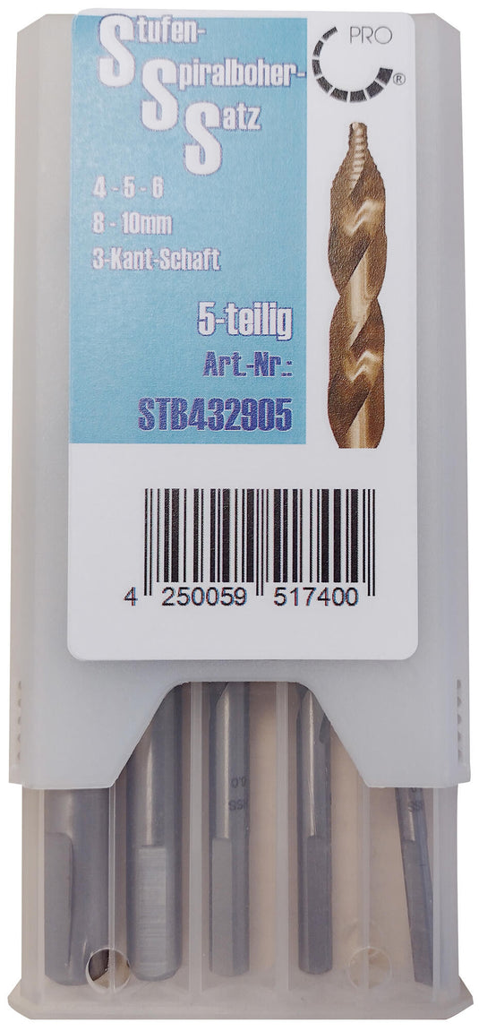 Pro set speciaalboren stb4329 step twist drill set per 4-10mm 5 pcs.
