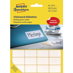Universele etiketten avery zweckform 3319 29x18mm wit