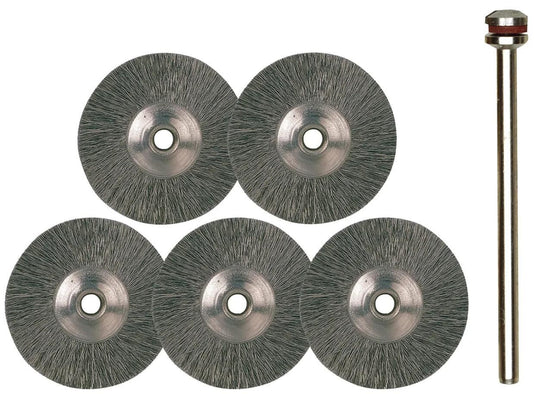 Proxxon stahldrahtrundbürstensatz round brush set steel d=22mm 5 pcs.