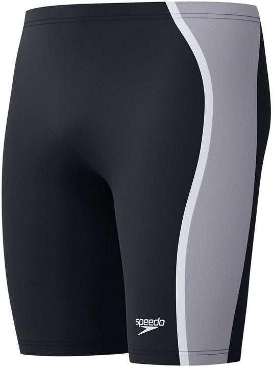 Speedo solid splice jammer heren - strakke zwembroek heren - chloorbestendige zwembroek mannen - sportzwembroek heren met trekkoord - zwart grijs - xl
