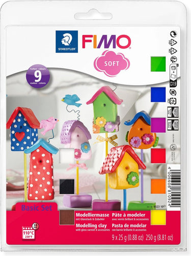 Fimo soft set - ovenhardende boetseerklei - basisset 9 halve blokken