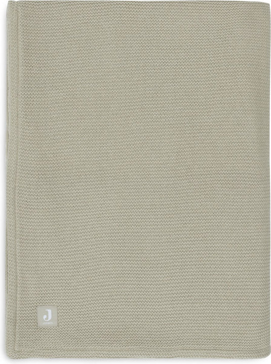 Jollein - deken ledikant 100x150cm basic knit - dekentje baby - olive green fleece
