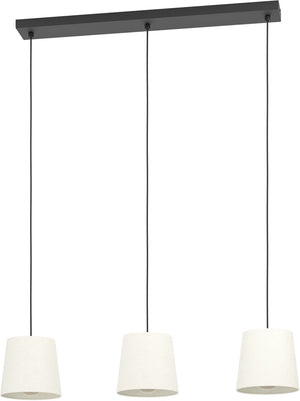 Eglo febres hanglamp - e27 - 88 cm - zwart wit - teddy stof