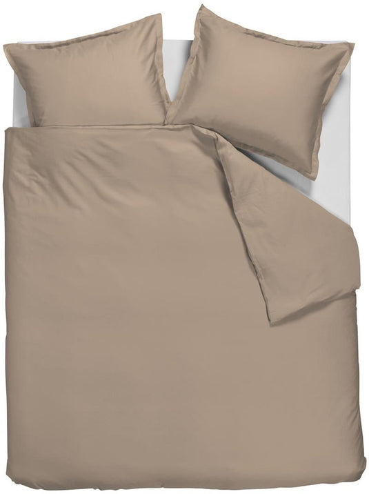 Ambiante satin uni dekbedovertrek - lits-jumeaux - 240x200 220 cm - taupe