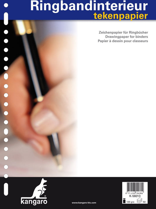 Kangaro ringbandinterieur - a4 - tekenpapier - 120 grams - 23-gaats - 5 stuks - k-56013-5