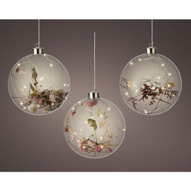 Lumineo micro led verlichting bal met droogbloemen ã˜14cm op batterij met 6 uurs timer voor binnen gebruik