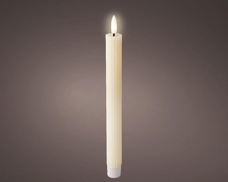 Cargue la imagen en el visor de la galería, Lumineo dinerkaarsen 2-delig met flikkerende vlame creme dia2x24,5cm was met 6 uur timer
