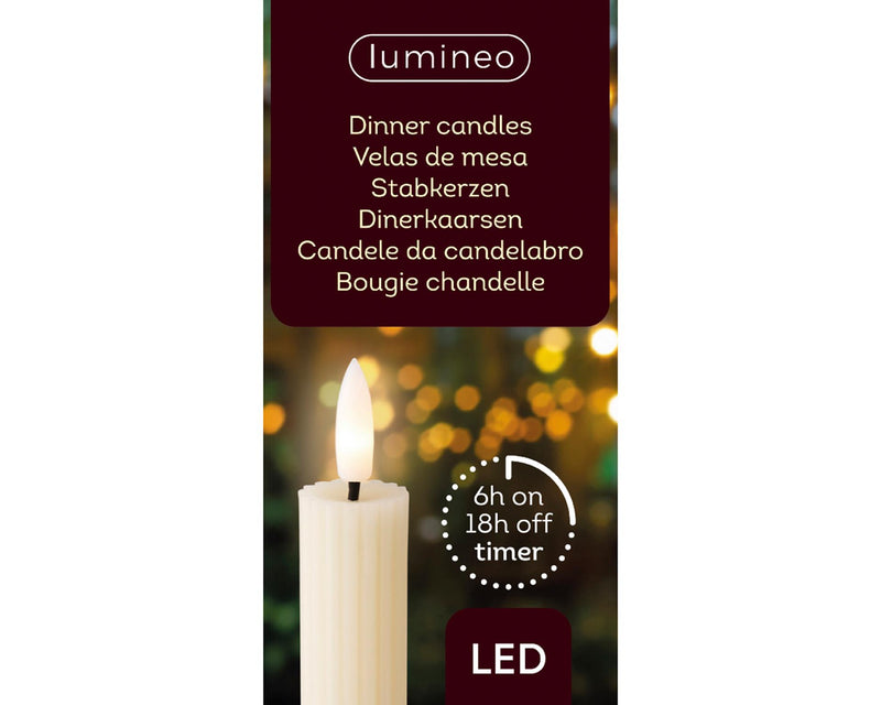 Cargue la imagen en el visor de la galería, Lumineo dinerkaarsen 2-delig met flikkerende vlame creme dia2x24,5cm was met 6 uur timer
