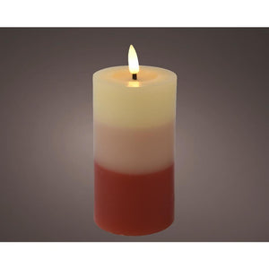 Lumineo led kaars met kleurverloop voor binnen met vlameffect en timer dia7x11cm terra werkt op 2xaaa batterijen (excl)<br>