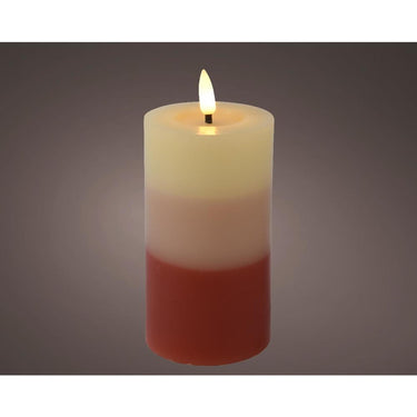 Lumineo led kaars met kleurverloop voor binnen met vlameffect en timer dia7x11cm terra werkt op 2xaaa batterijen (excl)<br>
