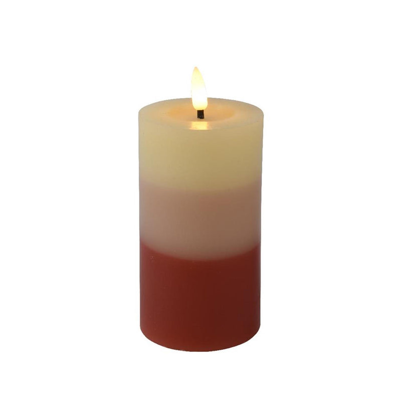 Afbeelding laden in galerijviewer, Lumineo led kaars met kleurverloop voor binnen met vlameffect en timer dia7x11cm terra werkt op 2xaaa batterijen (excl)<br>
