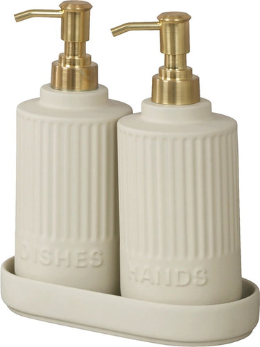 Wenko zeep en afwasmiddel dispenser - crème - 2x 550 ml