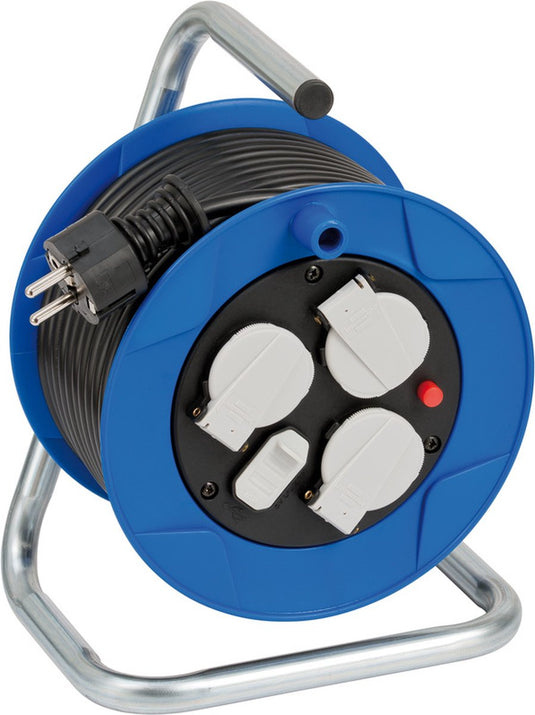 Brennenstuhl garant compacte kabelhaspel 3-voudig met usb voor gebruik binnenshuis (indoor kabelhaspel met usb-oplaadfunctie en 15 m kabel, made in germany) blauw