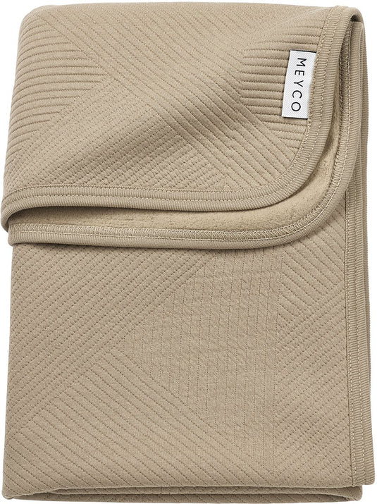 Meyco baby jacquard wiegdeken - flannel - taupe - 75x100cm - 1.0 tog