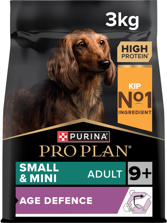 Pro plan small mini adult 9+ (senior) age defence - honden droogvoer - kip - 3 kg