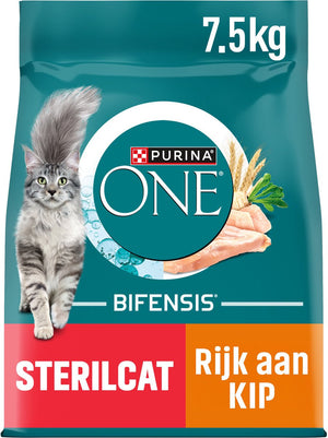 Purina one sterilcat - kattenbrokjes - kip tarwe - 7.5 kg
