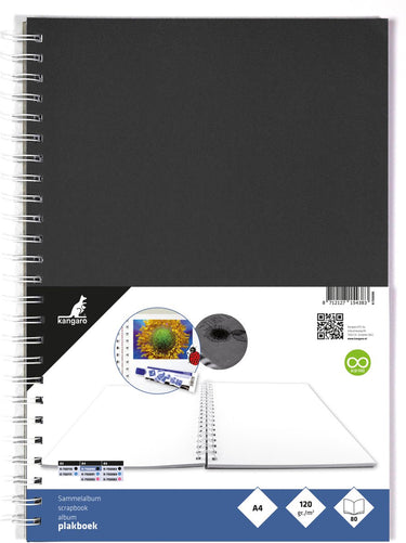 Kangaro plakboek - a4+ - 120 grams - 80 pagina's - zwart