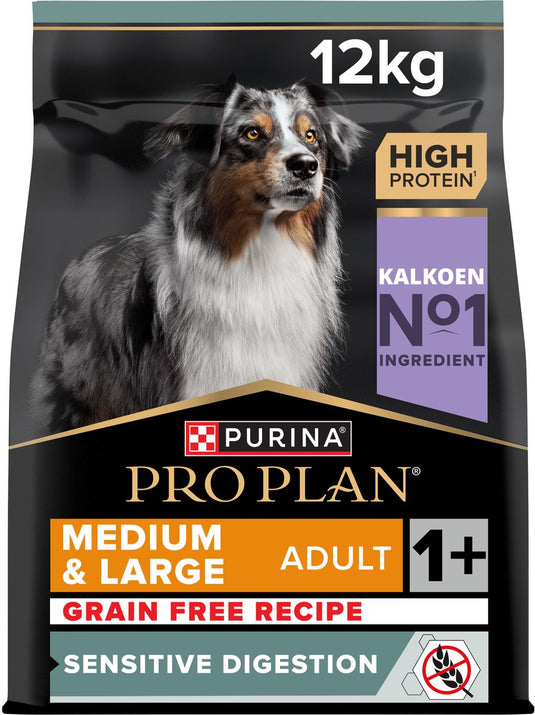 Pro plan purina graanvrij sensitive digestion adult - hondenvoer - kalkoen - 12 kg