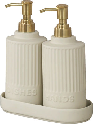 Wenko zeep en afwasmiddel dispenser - crème - 2x 550 ml