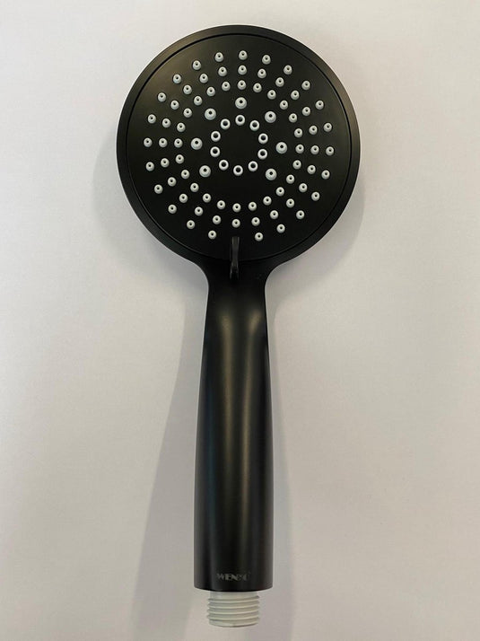 Wenko douchekop diameter 11cm 5 standen abs zwart - handdouche - douchen - badkamer - douche - 5 standen - regendouche - waterbesparend