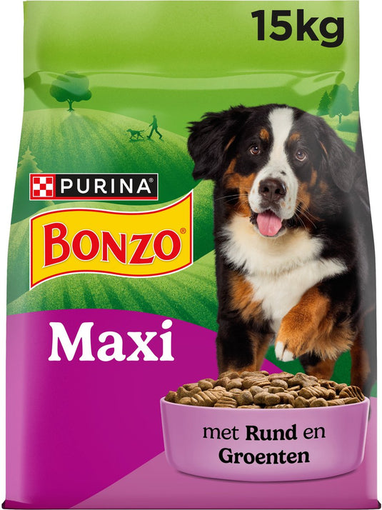 Bonzo adult maxi - hondenvoer droogvoer - rund - 15 kg