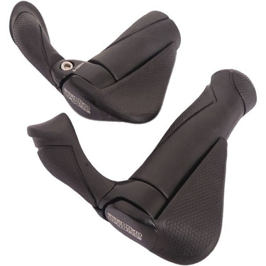 Ergotec handvatpaar mf2 kraton aluminium 130 + 87 mm - zwart