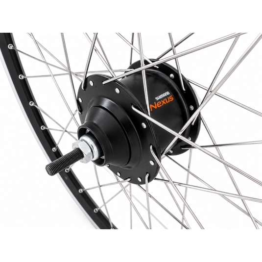 Shimano achterwiel 28 aluminium zac 2000 velg zwart zilver - sg-c6001-8r nexus 8 naaf en rvs spaken