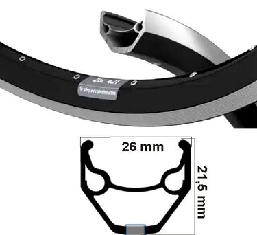 Ryde velg zac 421 28 inch (622) zwart remrand 36 gaats dubbel gebust