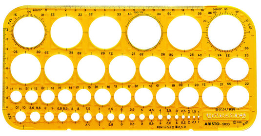 Aristo ar-5033 cirkelsjabloon 1-36 mm 45 cirkels