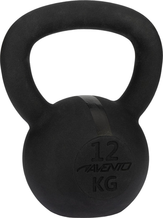 Avento kettlebell - 12 kg - gietijzer - zwart