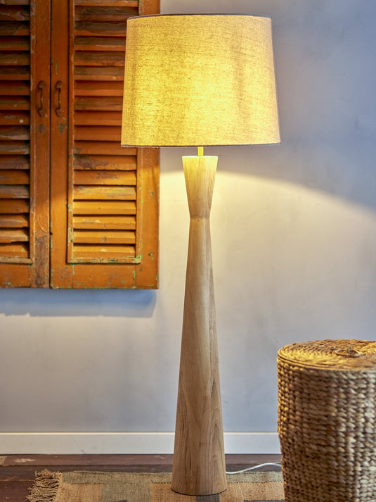 De creatieve collectie creative collection - leonor vloerlamp - beige - rubberhout