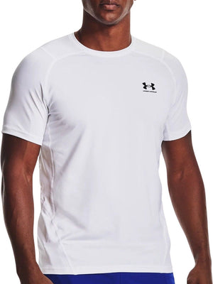 Under armour ua hg armour fitted ss-wht heren sportshirt - wit - zwart