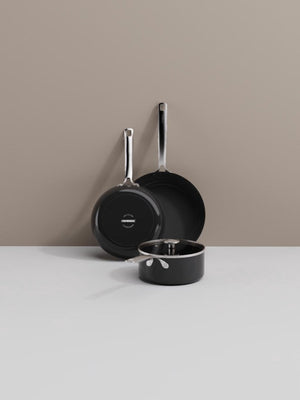 Combekk element expert pannenset - 4-delig - zwart - pfas vrije keramische antiaanbaklaag - gemaakt van 100% gerecycled aluminium - inductiegeschikt