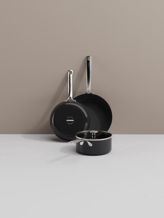 Combekk element expert pannenset - 4-delig - zwart - pfas vrije keramische antiaanbaklaag - gemaakt van 100% gerecycled aluminium - inductiegeschikt