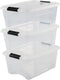 Iris topbox opbergbox - 15l - kunststof - transparant zwart - set van 3