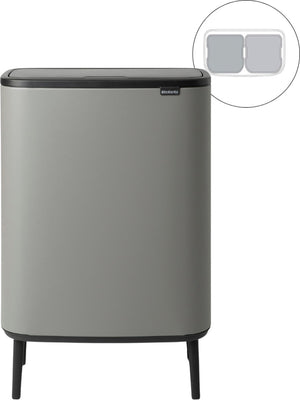 Brabantia bo touch bin hi prullenbak - 2 x 30 liter - afvalscheiding - mineral concrete grey