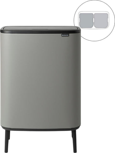 Brabantia bo touch bin hi prullenbak - 2 x 30 liter - afvalscheiding - mineral concrete grey