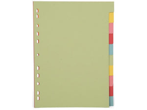 Pergamy tabblad a4 pastel karton 11-rings 10-tabs