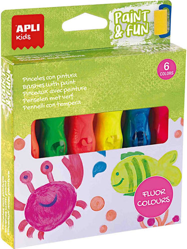 Apli kids verftubes met kwast | 6 fluor kleuren
