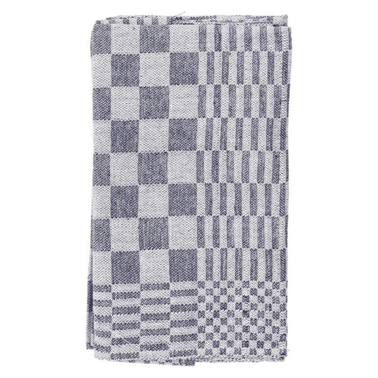 Theedoeken geblokt 60x65 blauw pak a 6 st.
