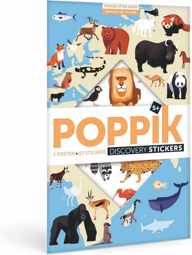 Poppik sticker poster educatief - [ - discovery] dieren van de wereld - vanaf 6 jaar