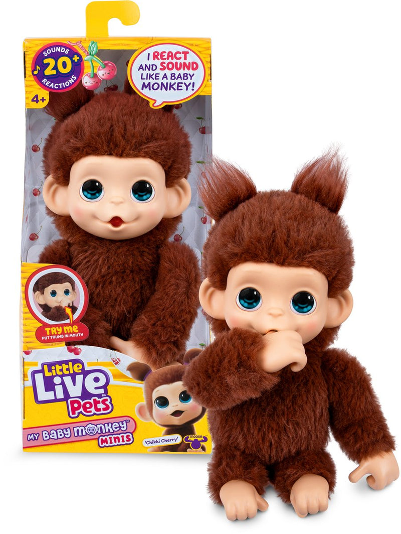 Afbeelding laden in galerijviewer, Little live pets my baby mini monkey brown - interactieve knuffel
