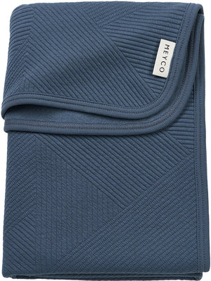 Meyco baby jacquard ledikant deken - flannel - indigo - 100x150cm - 1.0 tog
