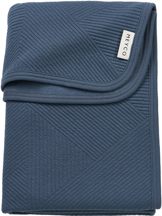 Meyco baby jacquard ledikant deken - flannel - indigo - 100x150cm - 1.0 tog