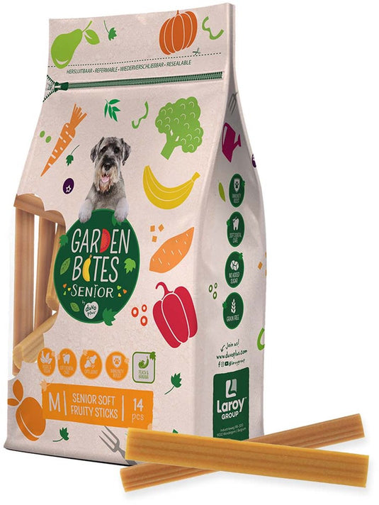 Garden bites duvoplus - soft fruity sticks hondensnacks - hondensnoepjes - vegetarisch glutenvrij - senior medium 14st