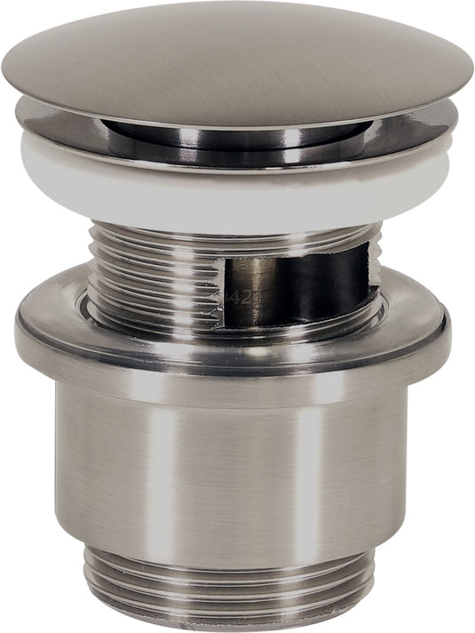 Plieger afvoerplug wastafel – clickwaste afvoerplug 5 4” – clickclack – met overloop – inox