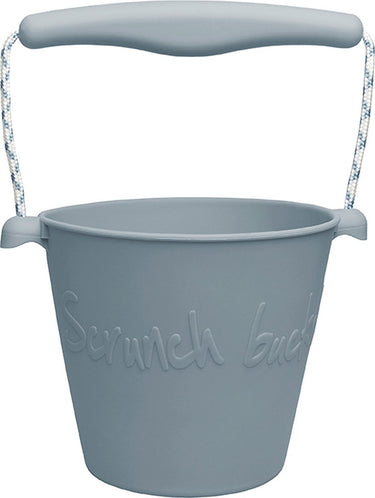 Scrunch : emmer eendenei blauw diam.15cm, 1.5l inhoud, handvaten met touw, opvouwbaar, 100% siliconen, recycleerbaar, 12m+