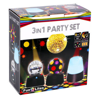 Load image into Gallery viewer, Fun lites disco 3 in 1 party set b o
