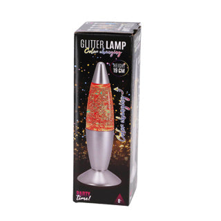 Party time! glitterlamp kleur veranderend 19 cm | 4 stuks