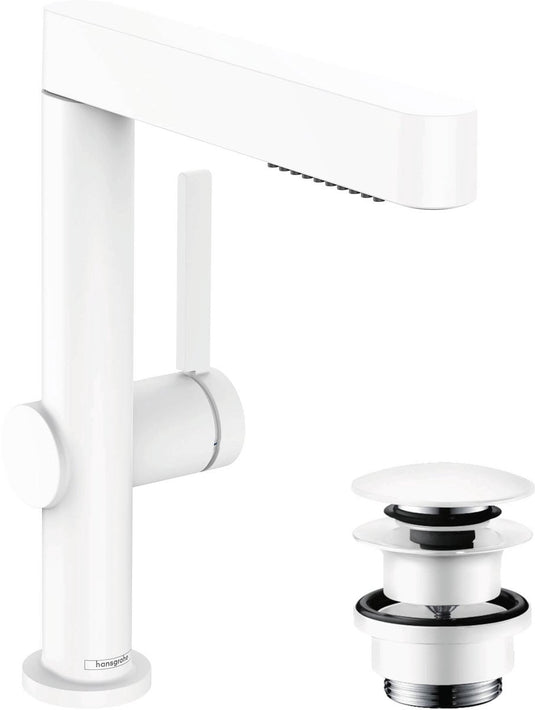 Hansgrohe finoris - wastafelkraan - met afvoerplug - 230mm - uittrekbare vuistdouche - 2 straalfuncties - mat wit